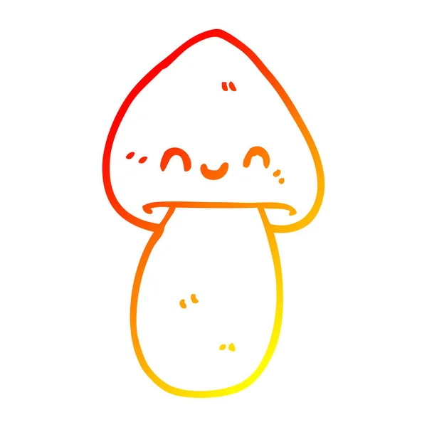 Chaud dégradé ligne dessin dessin dessin animé champignon — Image vectorielle