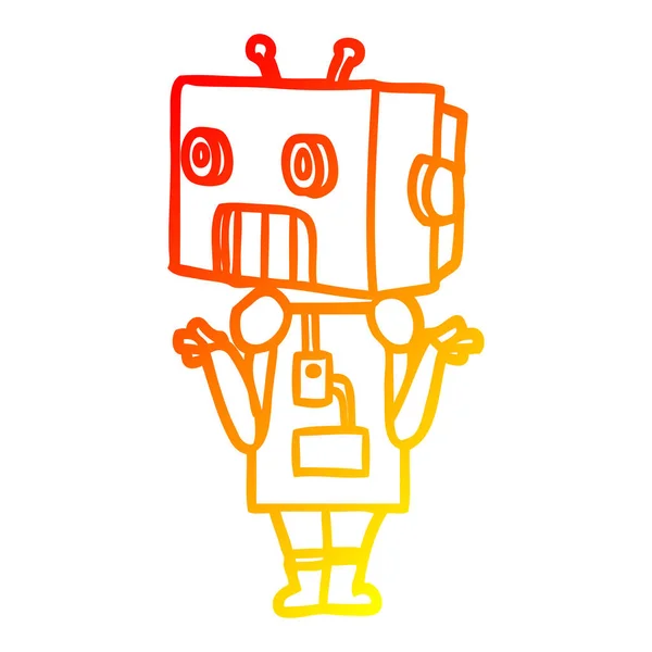 Línea de gradiente caliente dibujo robot de dibujos animados — Archivo Imágenes Vectoriales