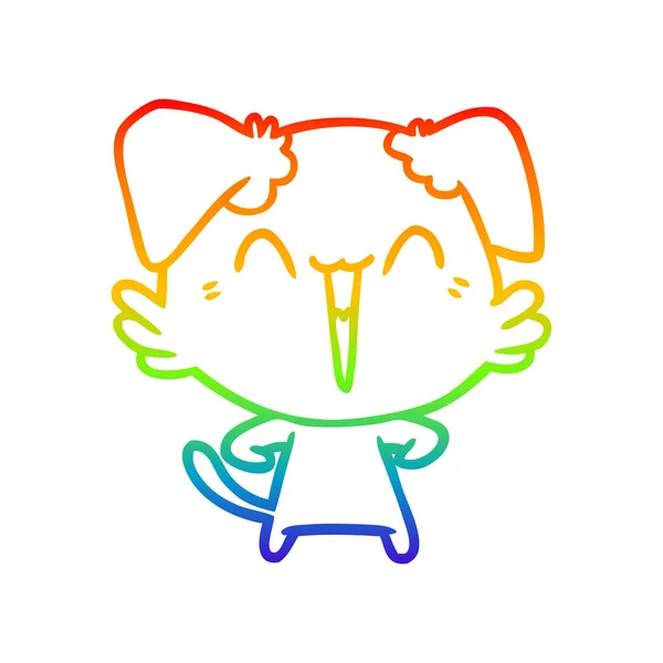 Arco iris gradiente línea dibujo feliz poco perro dibujos animados — Vector de stock