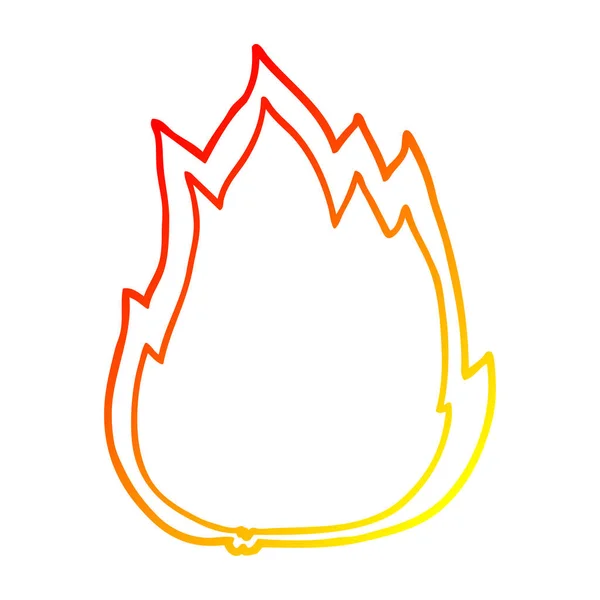 Linha gradiente quente desenho de fogo dos desenhos animados — Vetor de Stock