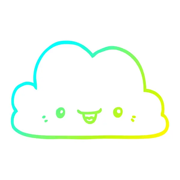 かわいい漫画の雲を描く冷たいグラデーションライン — ストックベクタ