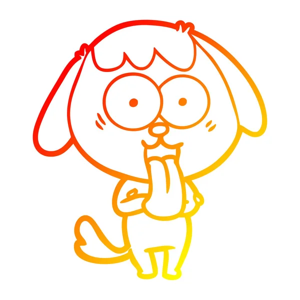 暖かいグラデーションライン描画かわいい漫画の犬 — ストックベクタ