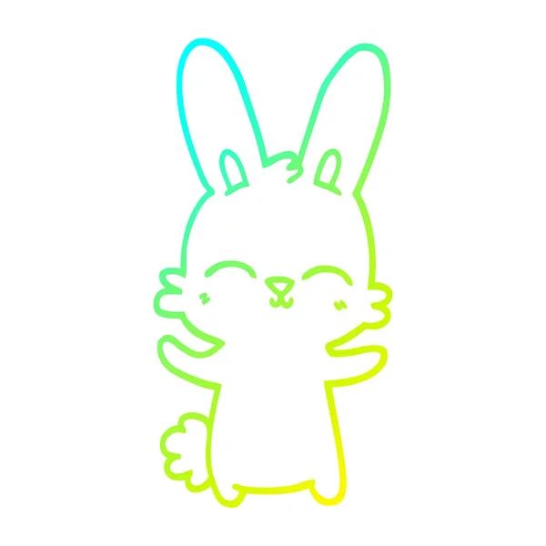 Kall gradient linje ritning söt tecknad kanin — Stock vektor