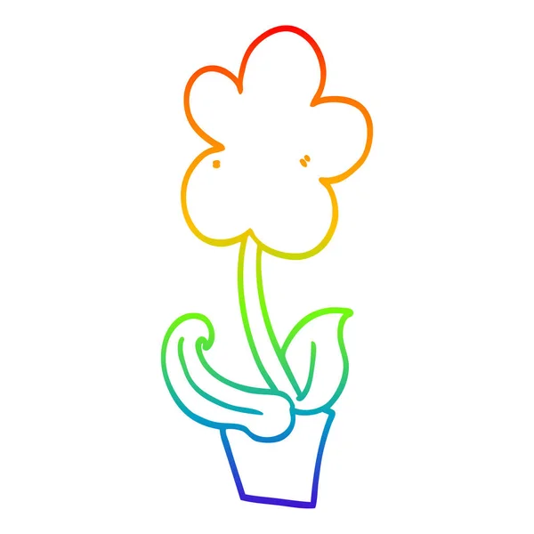 Regenbogen-Gradienten-Linie Zeichnung niedlich Cartoon Blume — Stockvektor