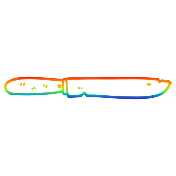 Regenboog gradiënt lijntekening cartoon brood mes — Stockvector