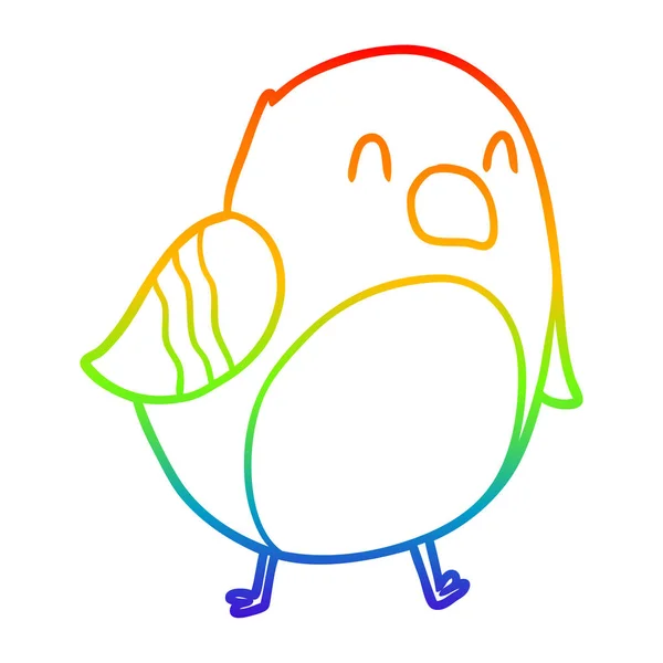 Regenbogen Gradienten Linie Zeichnung Cartoon Vogel — Stockvektor
