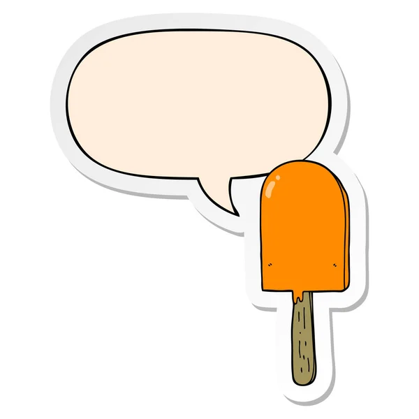 Cartoon lollipop and speech bubble sticker — Stock Vector