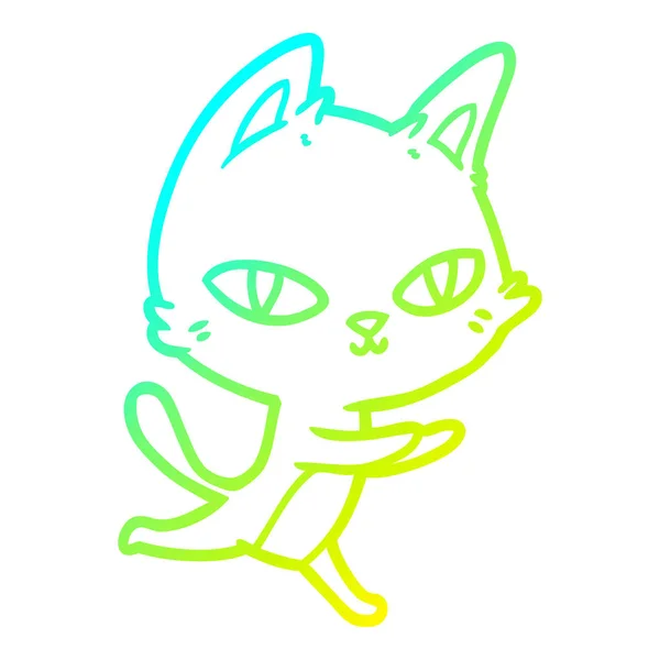 Kalter Gradienten Linie Zeichnung Cartoon Katze starrt — Stockvektor