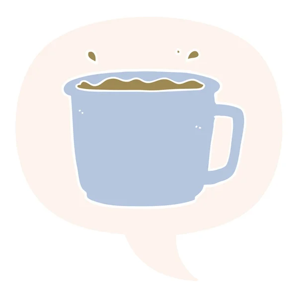 Cartoon filiżanka kawy i bańka mowy w stylu retro — Wektor stockowy