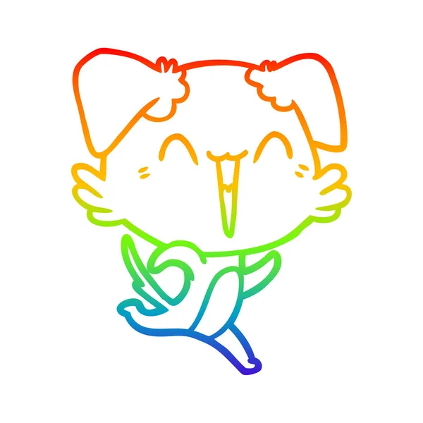 Arco iris gradiente línea dibujo feliz poco perro dibujos animados — Archivo Imágenes Vectoriales