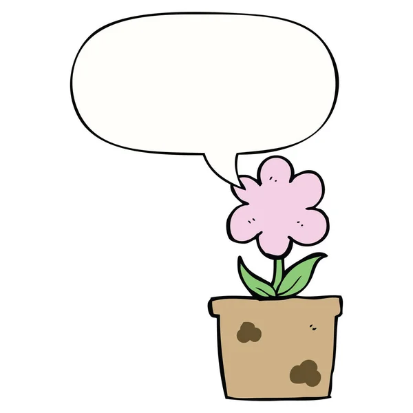 Cute cartoon flower and speech bubble — Stock Vector