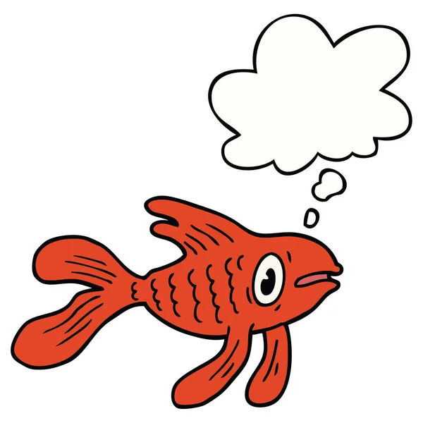 Cartoon fish and thought bubble — Stock Vector