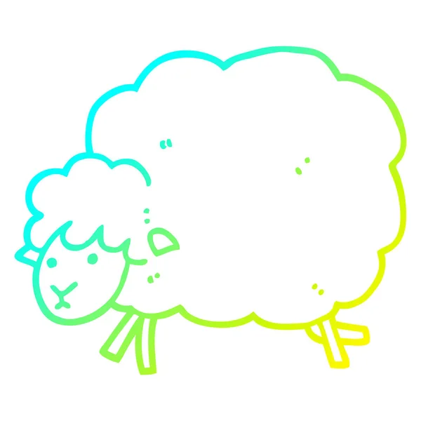 冷たいグラデーションライン描画漫画の羊 — ストックベクタ