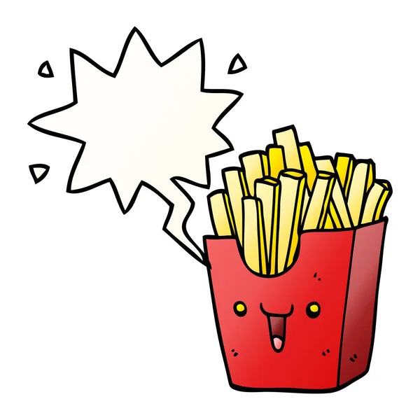 Boîte de dessin animé mignon de frites et bulle de la parole en dégradé lisse s — Image vectorielle