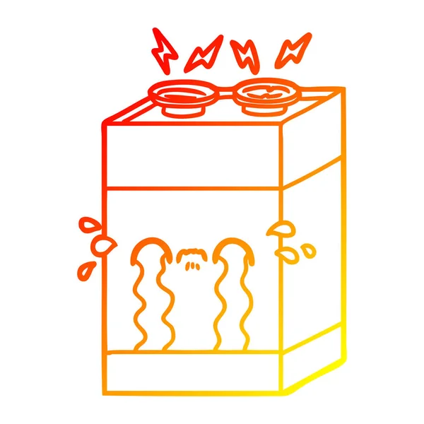 Warme Gradientenlinie Zeichnung Cartoon weinende Batterie — Stockvektor