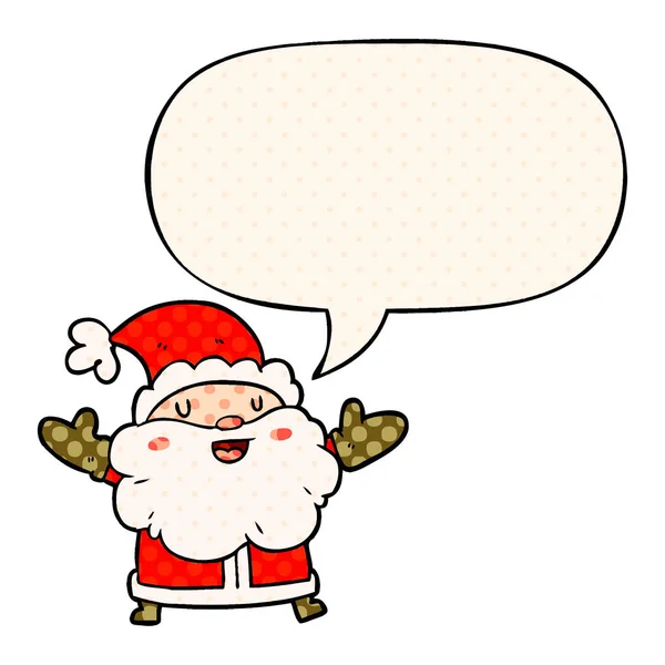 Weihnachtsmann und Sprechblase im Comic-Stil — Stockvektor