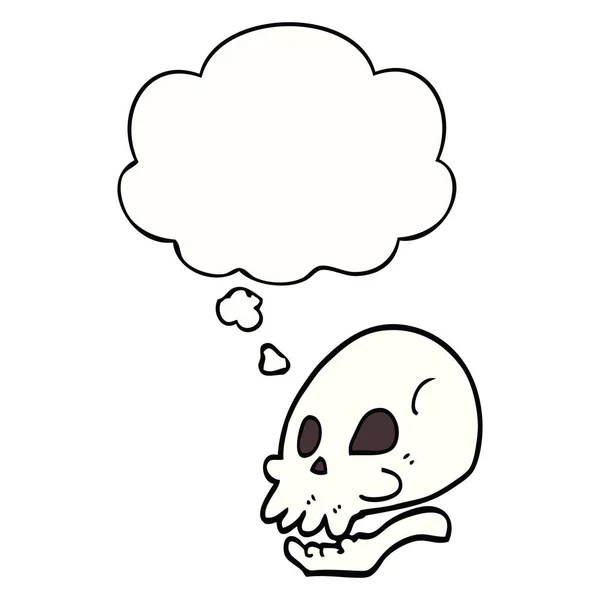 Calavera de dibujos animados y burbuja de pensamiento — Archivo Imágenes Vectoriales