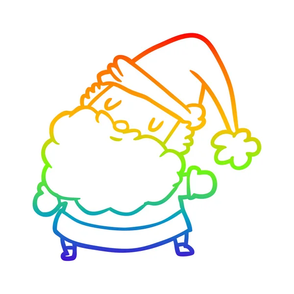 Regenbogen-Gradienten-Linie zeichnet Weihnachtsmann — Stockvektor