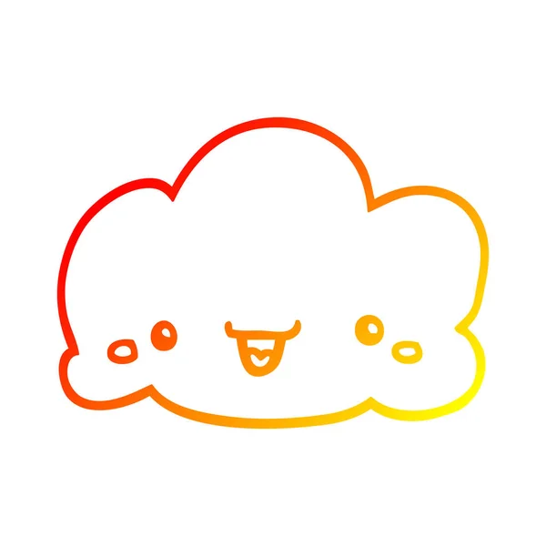 따뜻한 그라데이션 라인 그리기 귀여운 만화 구름 — 스톡 벡터