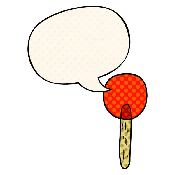 Caramelo de dibujos animados piruleta y burbuja de habla en estilo de cómic — Vector de stock