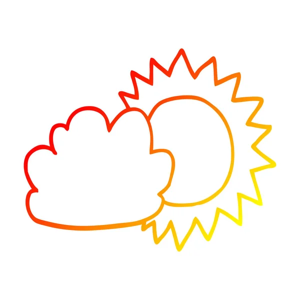 Warm gradient line drawing cartoon weather — Stock Vector