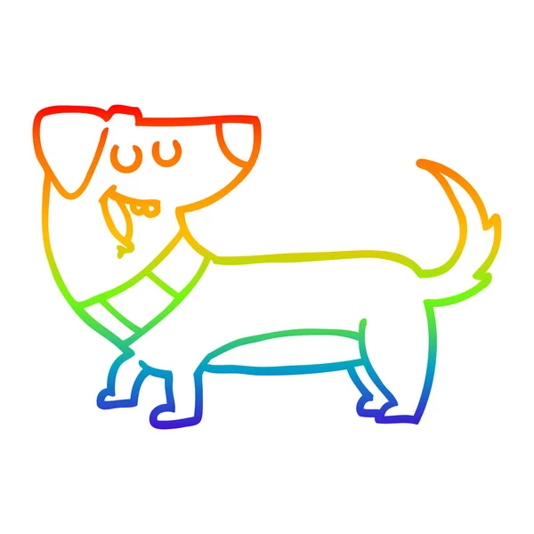 Rainbow gradient line drawing cartoon dog — Stock Vector