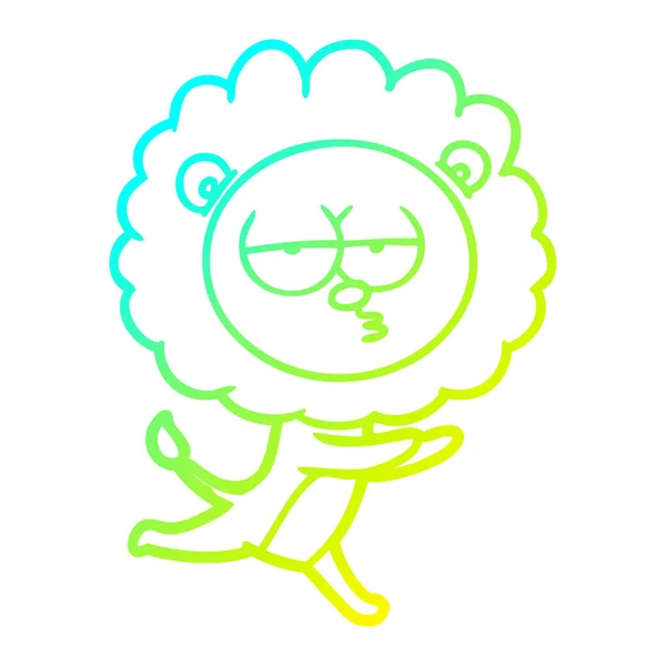 ライオンを実行している冷たいグラデーションライン描画漫画 — ストックベクタ