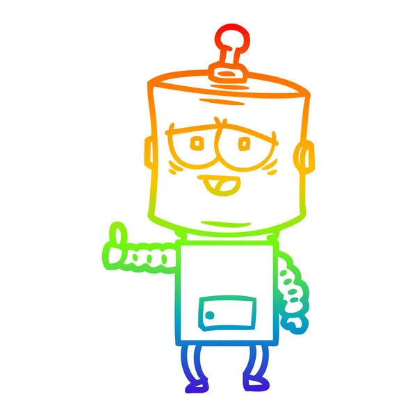 Regenboog gradiënt lijntekening cartoon robot — Stockvector