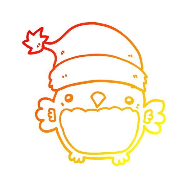 かわいいクリスマスフクロウを描く暖かいグラデーションライン — ストックベクタ