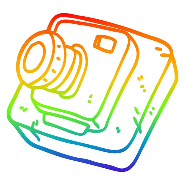 Regenbogen-Gradienten-Linie Zeichnung Cartoon alte Kamera — Stockvektor