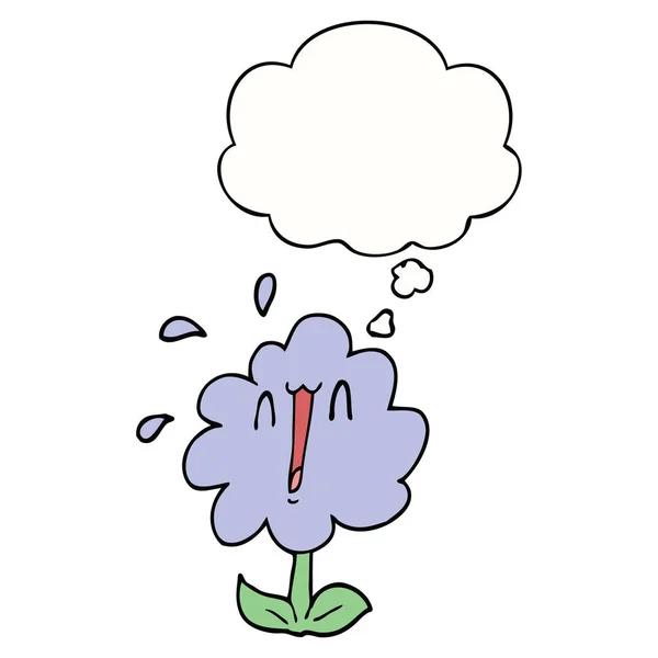 Kreskówka kwiat i myśl bańka — Wektor stockowy