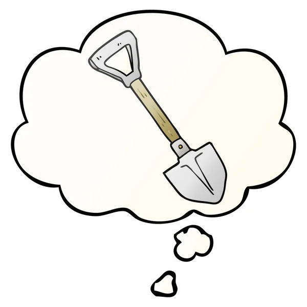 Cartoon shovel and thought bubble in smooth gradient style — Stock Vector