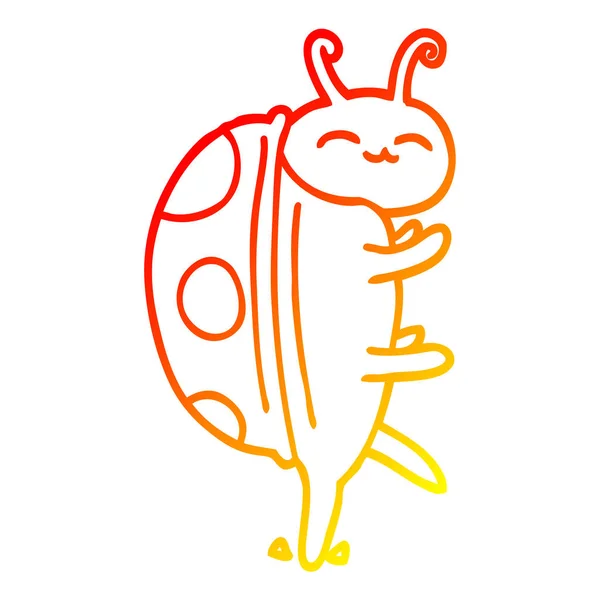 Línea de gradiente caliente dibujo dibujos animados lindo insecto — Vector de stock