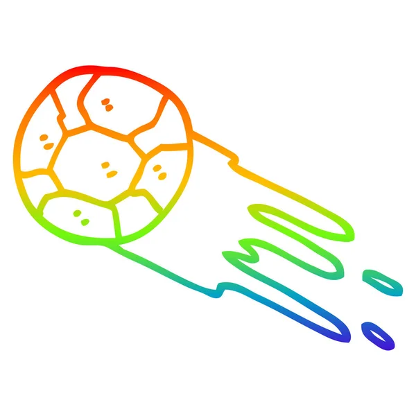 Arco iris gradiente línea dibujo dibujos animados pelota de fútbol — Archivo Imágenes Vectoriales