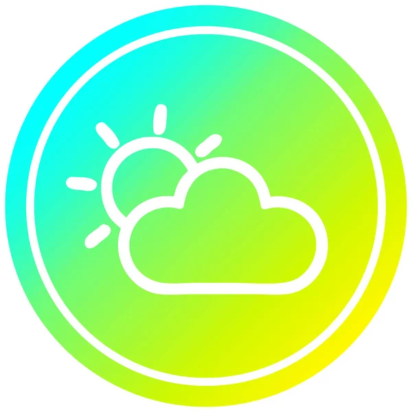 Zon en wolk circulair in koud gradiënt spectrum — Stockvector