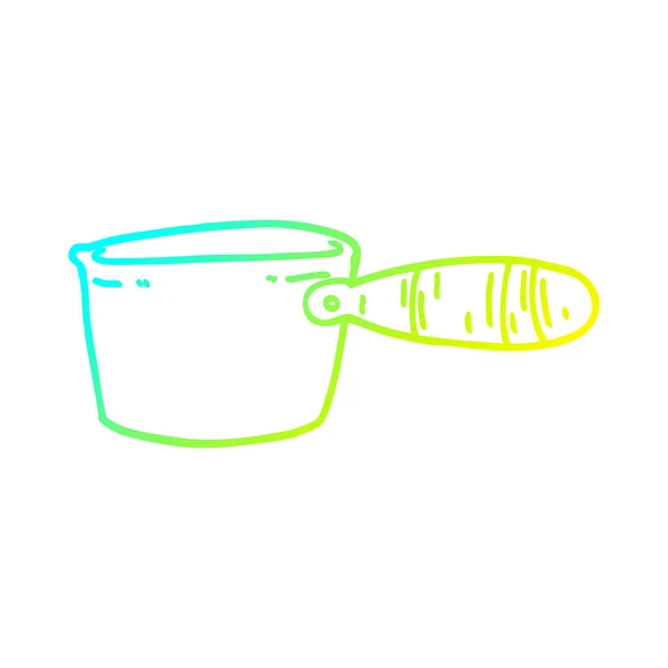 Línea de gradiente frío dibujo de dibujos animados olla de cocina — Vector de stock