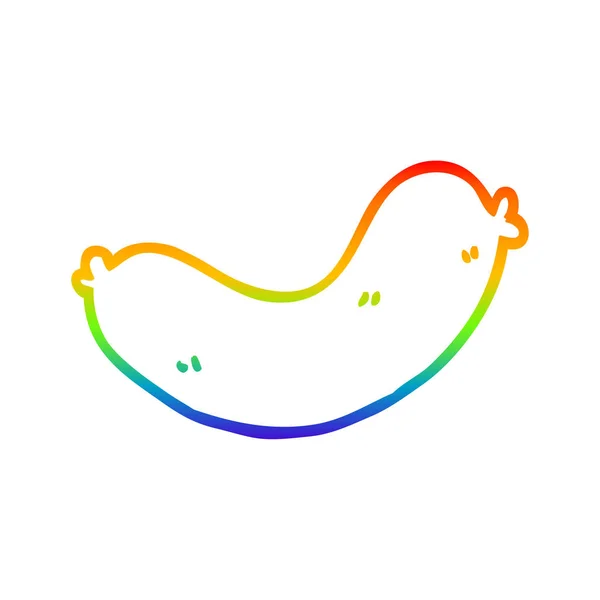 Línea de gradiente arco iris dibujo dibujos animados embutidos — Vector de stock