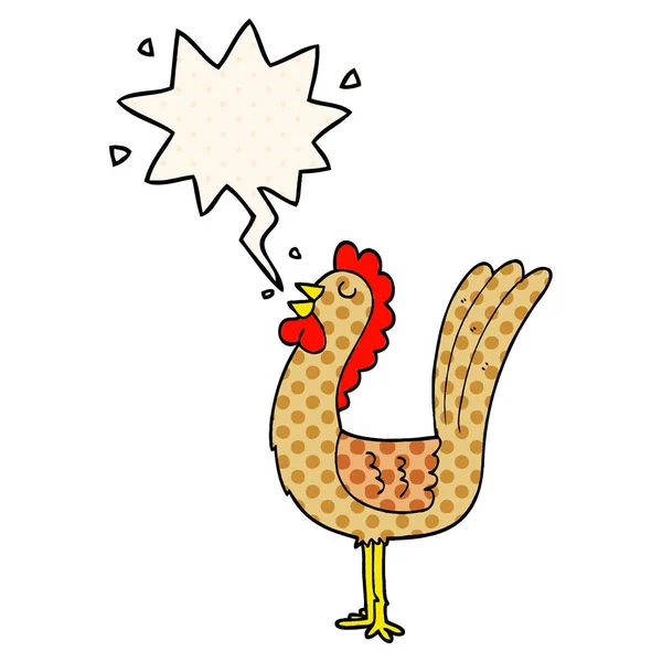 漫画本スタイルで漫画の雄鶏とスピーチバブル — ストックベクタ