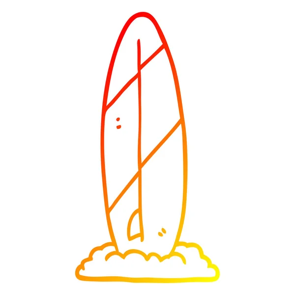 Linha gradiente quente desenho cartoon surf board —  Vetores de Stock