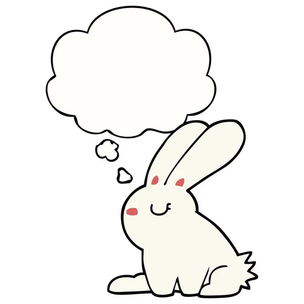 Dessin animé lapin et bulle de pensée — Image vectorielle