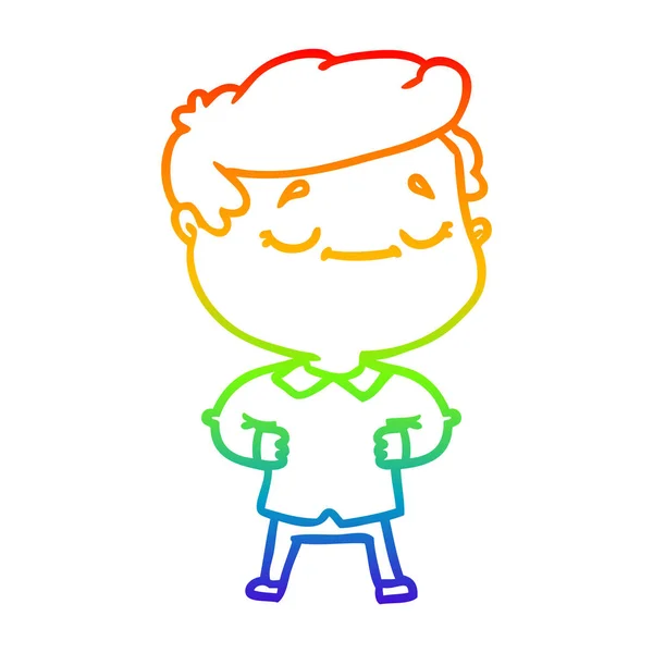 Rainbow gradient line drawing cartoon proud man — Stock Vector