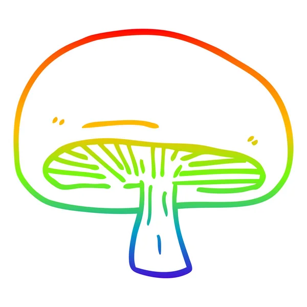 Rainbow gradient line drawing cartoon mushroom — Stock Vector