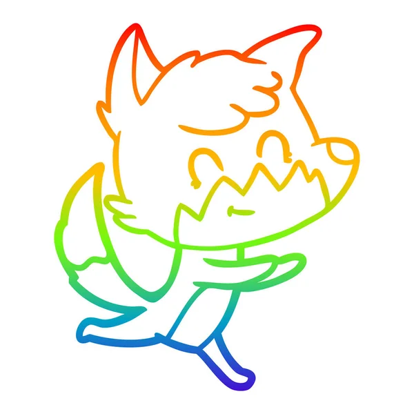 Rainbow gradient linje ritning tecknad Friendly Fox — Stock vektor