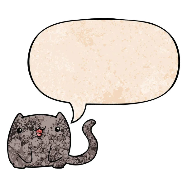 Kartun cat dan speech bubble dalam gaya tekstur retro - Stok Vektor