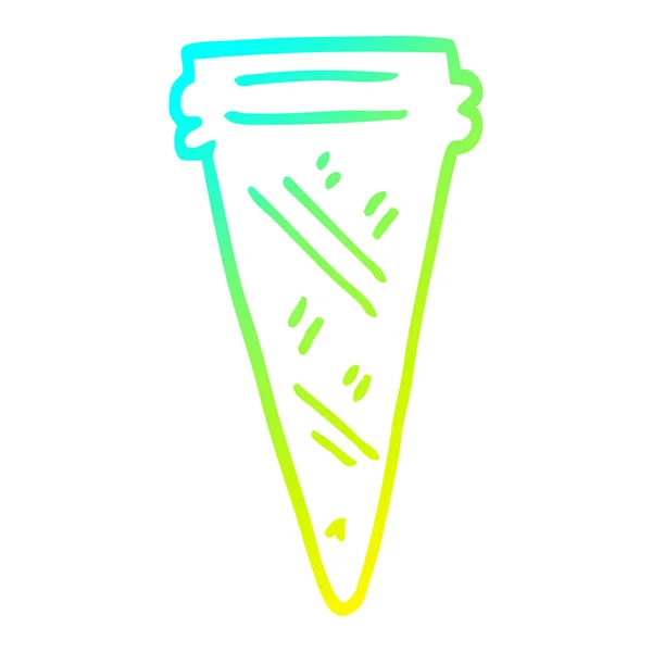 Línea de gradiente frío dibujo de dibujos animados helado cono — Vector de stock