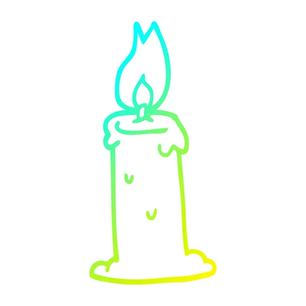 Linea gradiente freddo disegno fumetto candela ardente — Vettoriale Stock