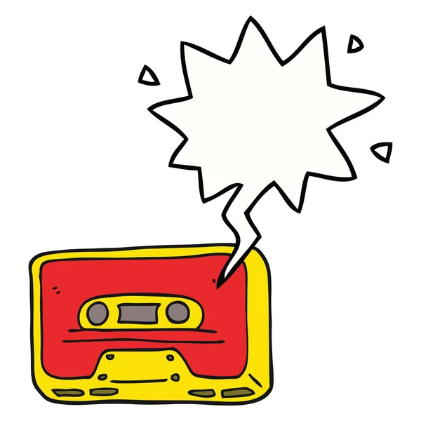 Cinta de dibujos animados cassette viejo y burbuja del habla — Vector de stock