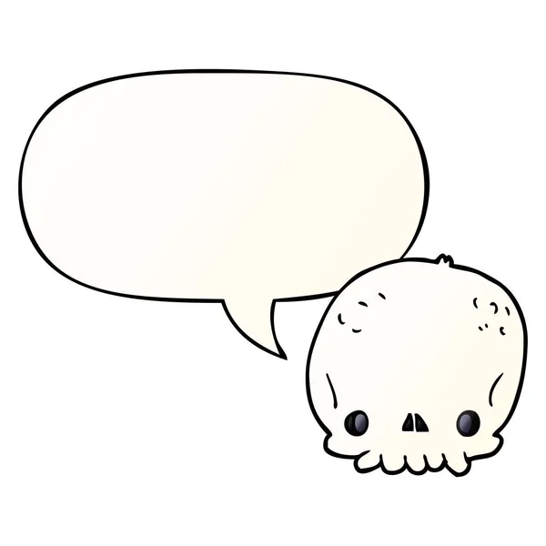 Cartoon Skull and Speech bubble in gladde gradiënt stijl — Stockvector