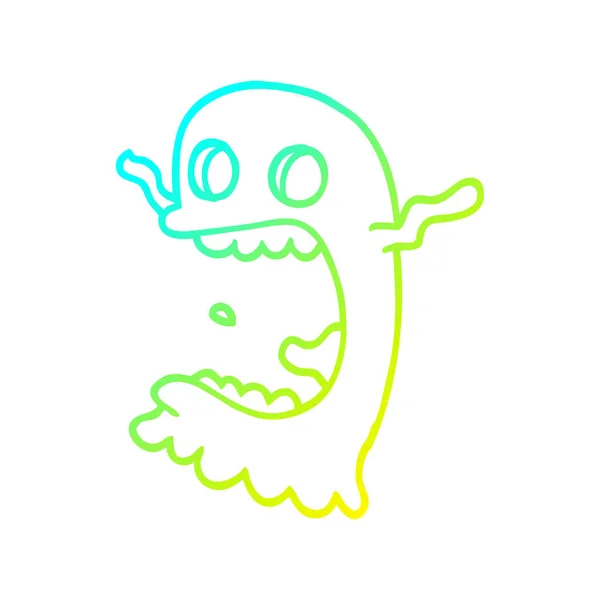 Linha gradiente frio desenho dos desenhos animados fantasma assustador —  Vetores de Stock