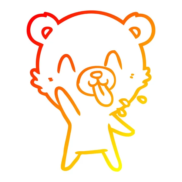 Warme kleurovergang lijntekening onbeleefd cartoon Bear — Stockvector